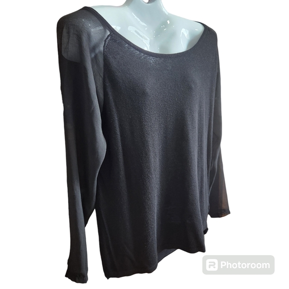 Jeans by Buffalo "Bondy" Gothcore Sheer Long Sleeve Rave Hi-Low Black Sweater L - Picture 10 of 10